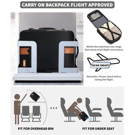 Kopduki Carry On Backpack for Women, 17.3" Slim Travel Backpack TSA Flight Approved Water-resistant Traveling Backpacks with Laptop Compartment Fits 15.6 Inch Laptop Casual Daypack College