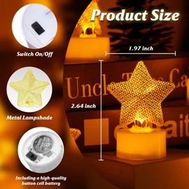 6PCS Star Tea Lights Candles(Ironwork), LED Flameless Candles Battery Operated for Holiday Gifts, Led MINI Electric Faker Votive Tealight Candles for Desk, Birthday Decorations (Star, 6)