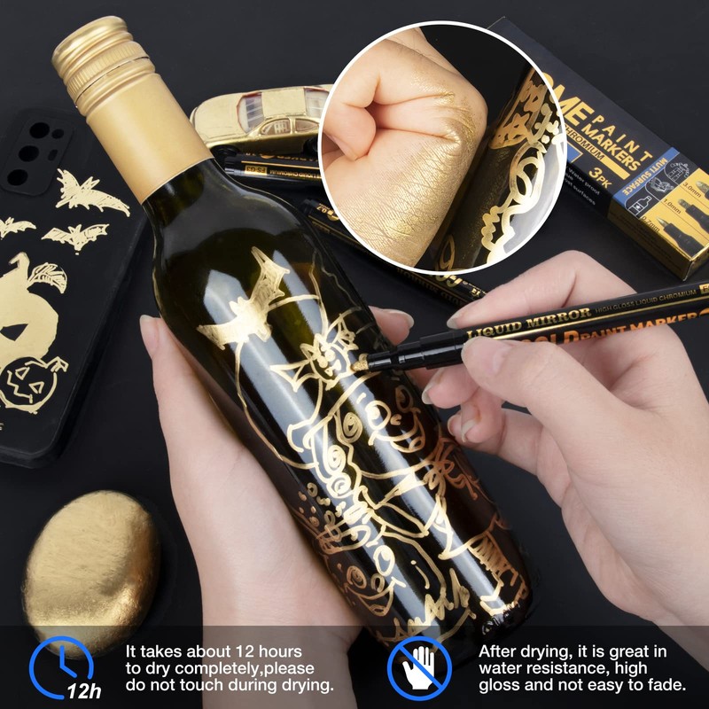 Art Liquid Gold Chrome Markers, KERIFI Reflective Gloss Metallic Chrome