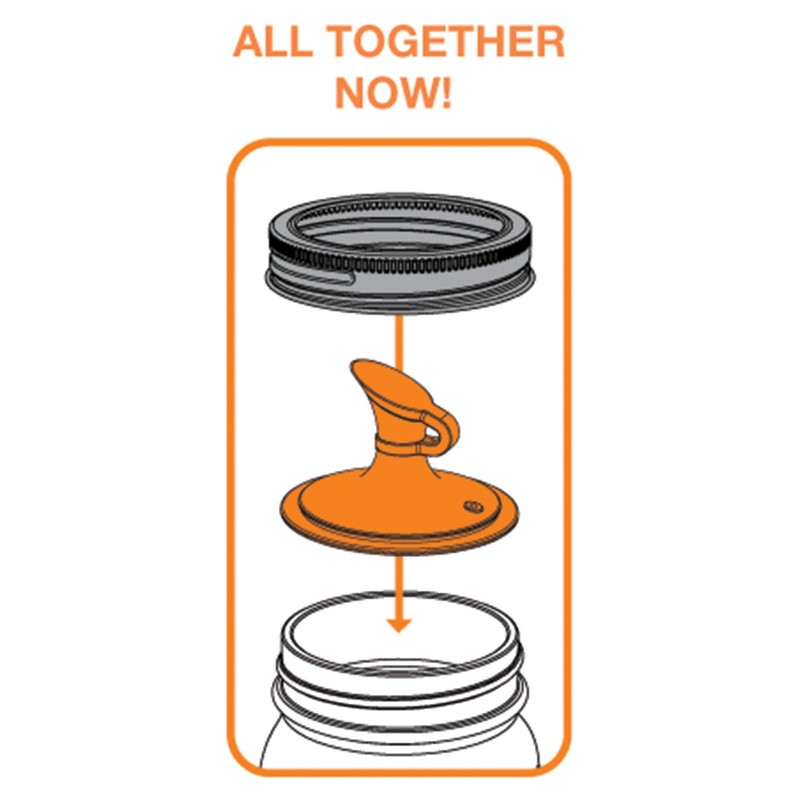 Jarware Oil Cruet Lid for Regular Mouth Mason Jars, Orange