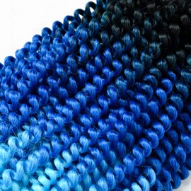 Spring Twist Ombre Colors Crochet Braids Synthetic Braiding Hair Extensions (8", #T1B/Blue)