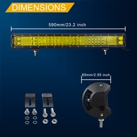 AUXTINGS 22 inch 324W LED Light Bar Amber Yellow Spot Flood Beam Work Light Fog Driving Lamp for Trucks Tractor 4X4 Boat Off Road 12V 24V Waterproof IP67