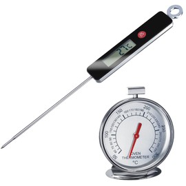 Westmark 127822E6 Probe Thermometer (0 °C to +200 °C) + 1 Oven Thermometer (+50 °C to +300 °C), Stainless Steel/Plastic, Silver/White/Red/Black