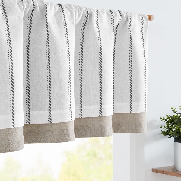 jinchan Nautical Valance Striped Linen Curtain 16 Inch Farmhouse Room