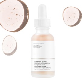 30 ml Lactic Acid 5% + HA 2% Peeling Solution, Hyaluronic Anti-Wrinkle Face Serum, Moisturiser Face Skin Care Serum, Moisturising Face Serum