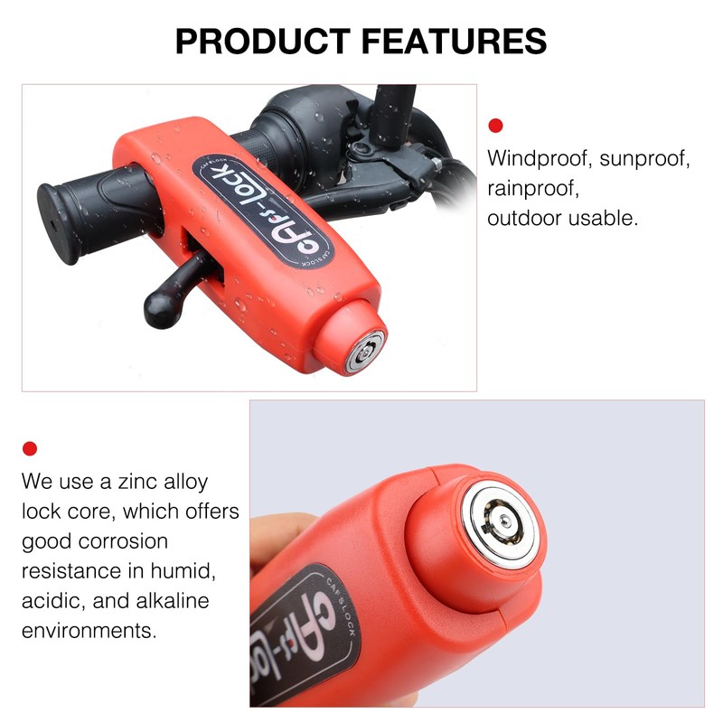 Motorcycle Lock, Universal Motorcycle Handlebar Lock with 2Pcs Keys and