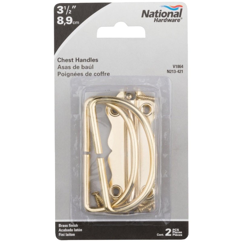 NATIONAL/SPECTRUM BRANDS HHI N213-421 Brass Chest Handle, 2-Pack