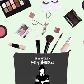 Wednesday Merch Zipper Pouch Horror Movie Lover Gift Wednesday Fans Gift Wednesday Inspired Makeup Bag Morticia Fans Gift (Wednesday Tote ca)