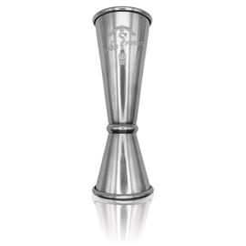 In High Spirits Japanese Jigger - 2oz/1oz Stainless Steel Cocktail Jigger with 7 Interior Measurements - Durable, Professional Grade Bartending Tool for Home Bar & Commercial Use
