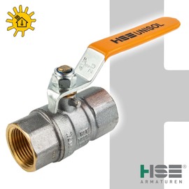 HSE UNISOL Solar Ball Valve Type 1610, Both Internal Thread Rp 3/4 Inch (DN 20), Long Steel Lever, MS Chrome-Plated
