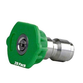20 Pack of Erie Tools 5.0 Stainless Steel Orifice 25 Degree 1/4in. Quick Connect 4000 PSI High Pressure Washer Spray Nozzle Tips