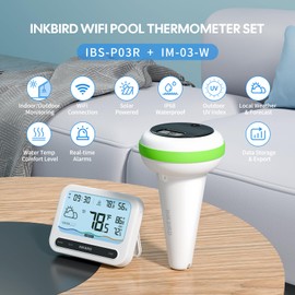 Inkbird IBS-P03R Solar Pool Thermometer with IM-03 Wifi Gateway, Wireless Floating Digital Thermometer, IP68 Waterproof, App Control, 9 Channel Monitor with Swimming Pools, Ice Baths, Ponds, Hot Tub