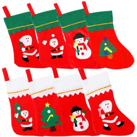 Osuter Christmas Stocking Set of 12 Cartoon Fabric Christmas Gift Bags for Christmas Decoration
