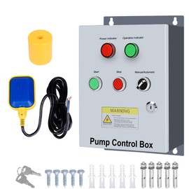 Water Pump Control Box, for 1.5 HP 230V Deep Well Submersible Pump, Dual Operating Modes (Manual/Automatic), with Key Lock, Float Switch , Weatherproof Design for Outdoor Use