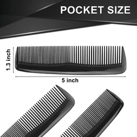 Gisdo 50 Pack Black Plastic Pocket Combs, Individually Wrapped for Hotels, Airbnb, Shelters, Nursing Homes, Charities, and Homeless Outreach