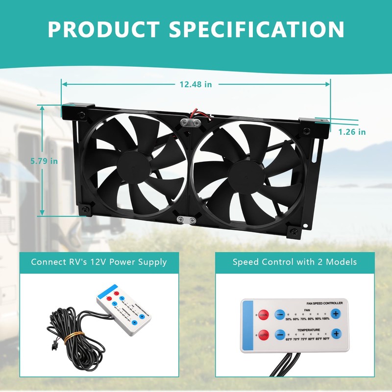 Glvvexa 5.5"(140mm) 12V RV Fridge Ventilation Cooling Fan for Fridge