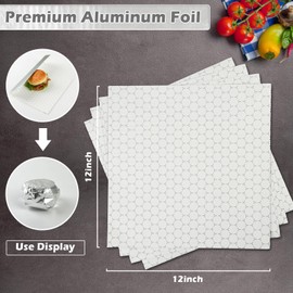 100 Pack Premium Insulated Foil Sandwich Wrap Sheets, 12"x12" Pre-Cut Foil Paper for Hot Dogs, Burgers, Burritos, Food Wrapping, Grease-Resistant and Waterproof, Heat & Cold Insulation for Freshness