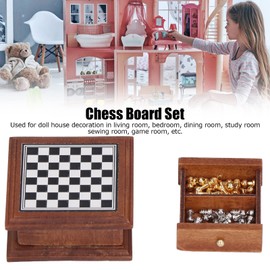Chess Set Dollhouse Decoration, Miniature Chess Set 1:12 Exquisite Mini Chess Set Mini Household Decoration Home for Chess Playing Dollhouse Decoration