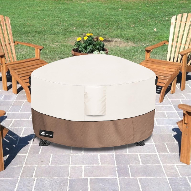 Alickwang Fire Pit Cover Round 50 Inch Waterproof,Outdoor Heavy Duty