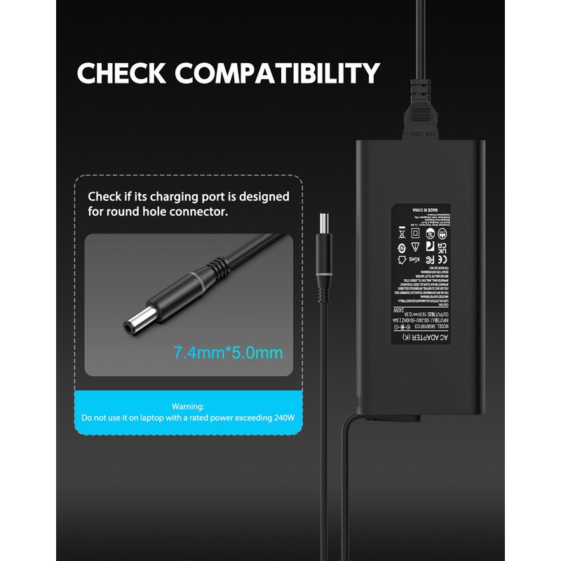 240W 180W Laptop Charger for Dell G3 G5 G7 G15