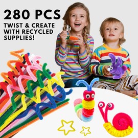 Pipe Cleaners Craft 280 PCS, Chenille Stems 12 Inch, 20 Multi-Colored Craft Supplies for Classroom, DIY Art Fuzzy Sticks & Decoration Art Supplies