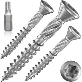 INNONEXXT Premium Stainless Steel decking Screws C1 incl. bit | 200 Pieces TX25 | Milling Ribs, Cut tip | Wood Screws, Screws for Wood, Stainless Steel Screws | Made in Germany, 5.0x40mm C1