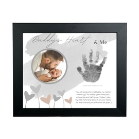 The Grandparent Gift Dad Handprint Frame: Daddy's Heart and Me, Blue, Black,