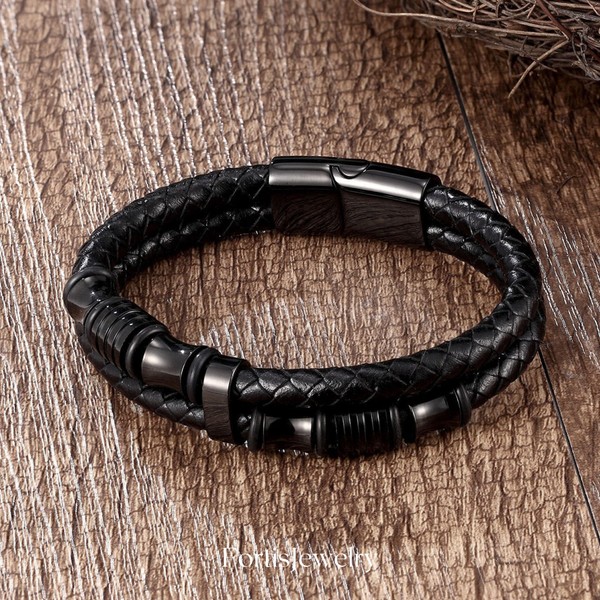 Metal and Leather Bracelet for Men • Simple Handmade Bracelet for Men • Minimalist Leather Bracelet • Gift for Hubby • Strengthen Bracelet