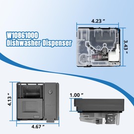 Lomens W10861000 Detergent Dispenser Compatible With Whirlpool Kitchen Aid Maytag Dishwasher, Dishwasher Detergent Dispenser Parts, Suitable for WDT730PAHZ0 WDT750SAHZ0 WDTA50SAHZ0