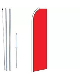 Red Solid Color Swooper Flag With Complete Hybrid Pole set