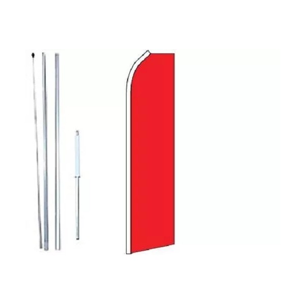 Red Solid Color Swooper Flag With Complete Hybrid Pole set