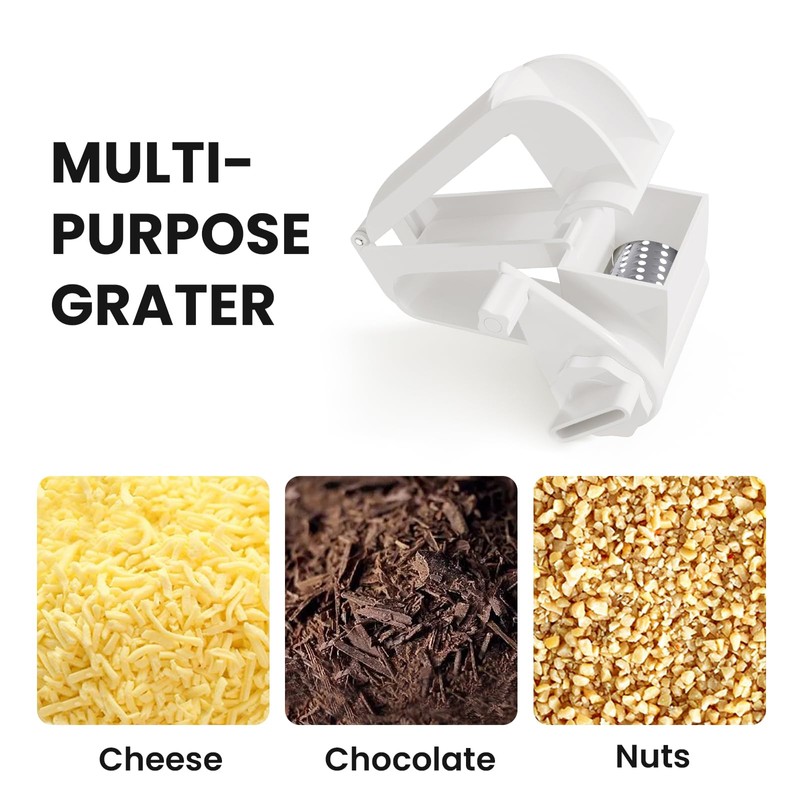 Cheese Grater with Handle, Rotary Cheese Grater,Vegetable, Chocolate, Hard Cheese