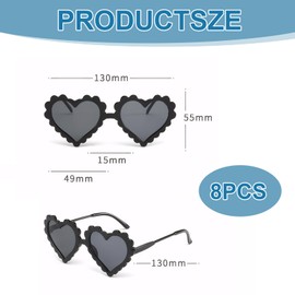 Neyeau 8 PCS Black Heart Sunglasses,Retro Fashion Heart Shaped Sunglasses,Suitable for Girls Ladies Wedding Shopping Travel Summer Party