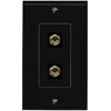 RiteAV 2 Banana 1 Speaker Surround Female Coupler Binding Post Wall Plate - 1 Gang Decorative [Black/Black]