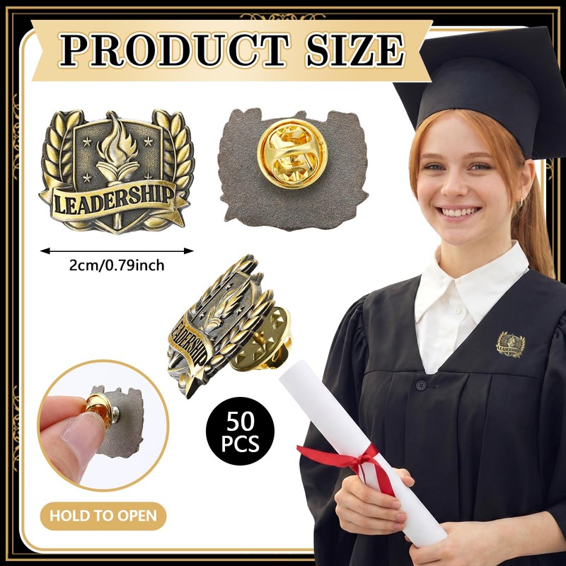 Gerrii 50 Pcs Leadership Lapel Pins Bulk Academic Achievement Awards
