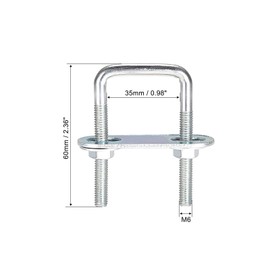 TA-VIGOR M6 Square U-Bolts, 35mm Inner Width 60mm Length Steel U-Bolts with Nut, Plate, Washer for Attaching Piping Conduit Cable Tube Brackets Boat Trailer