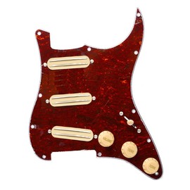 SAPHUE SSS 3x Mini Humbucker Electric Guitar Pickguard 9K/9K/9K Loaded Prewired Scratchplate for ST Style Guitar Multi Colour Available (Tortoise Shell)