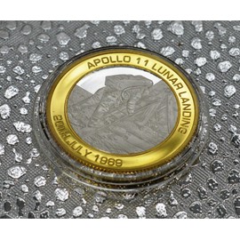 The Commemorative Coin Company LUNAR/MOON LANDINGS, APOLLO 11 Fine Silver & 24ct Gold 'Dual Metal' Commemorative in Capsule. Neil Armstrong, Buzz Aldrin, 1969