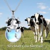 YAFEINI Cow Necklace 925 Sterling Silver Cow Moonstone Pendant Necklace