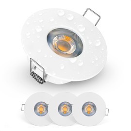 EMOS LED Recessed Spotlight 230 V 5 W, 370 lm | Recessed Spotlight Waterproof IP44 for Outdoor and Indoor Use | LED Spotlights Ceiling Light 3000 K Warm White, Set of 3 Ceiling Spotlights LED Round,