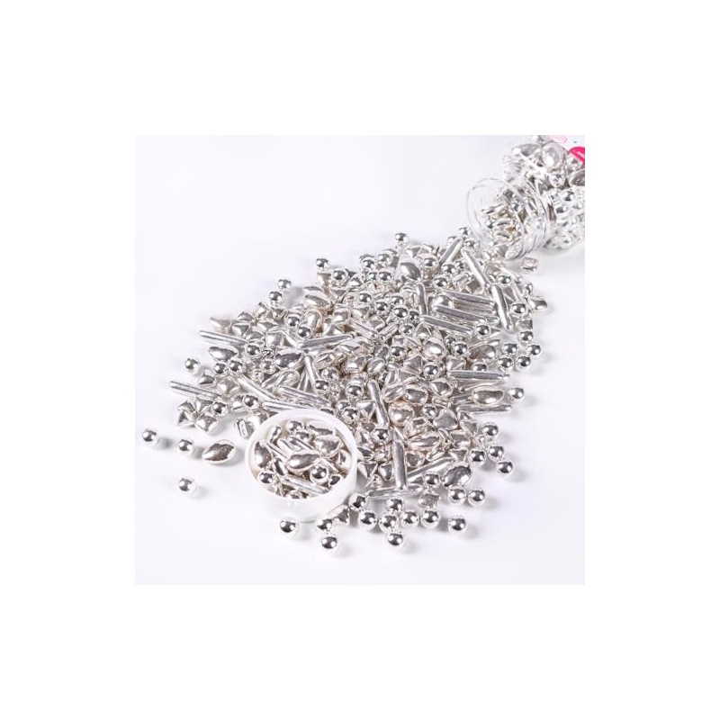 Sprinkles Silver Premium 100 grs,| Presentacion Frasco Transparente de 100grs,