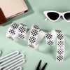500pcs Black White Checkered Contact Stickers, Coated Paper Self Adhesive