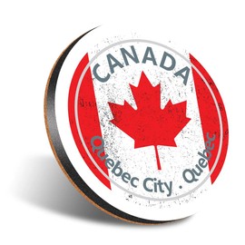 1 x Round Jumbo Size Coaster 12cm Quebec City Canada Flag Travel Holiday Cork Backed MDF Glossy Tea Coffee Accessory #59048