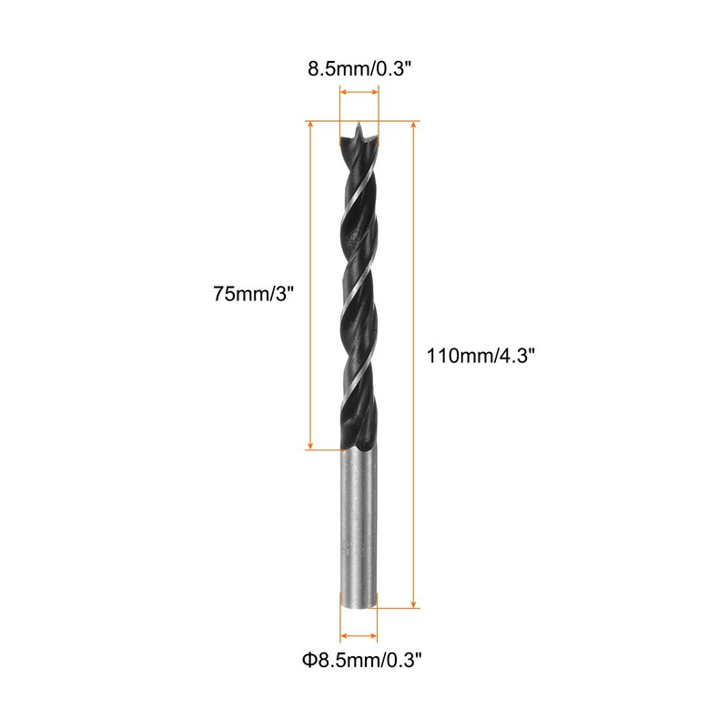 sourcing map 2pcs Brad Point Drill Bits 8.5mm(21/64") Dia Straight