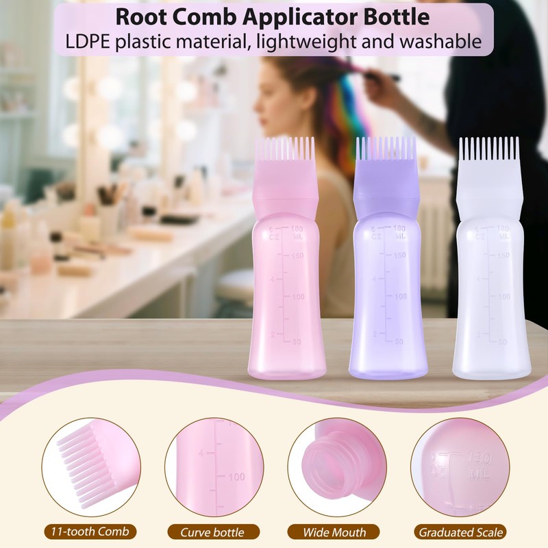 Root Comb Applicator Bottle 180ml Hair Oil Applicator for Hair