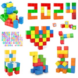 AOMACO 59Pcs Magnetic Blocks STEM Magnetic Building Blocks 1.18in Construction Blocks Toys for Kids 3D Educational Preschool Magnetic Creative Blocks for Girls & Boys 3+Years Old