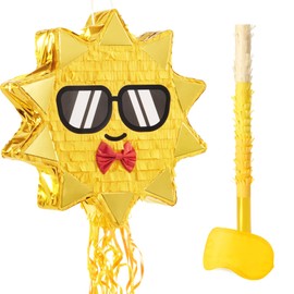 WERNNSAI Sun Pinata-Sunshine Party Decorations pull string Sun Pinata with Blindfold and Bat for Girls Kids Sun Brithday Baby Shower Summer Party Game Supplies