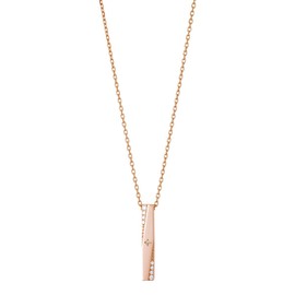 The Kiss SPD1302DM Diamond Pink Gold Coated Women's Silver Necklace, Diamond
