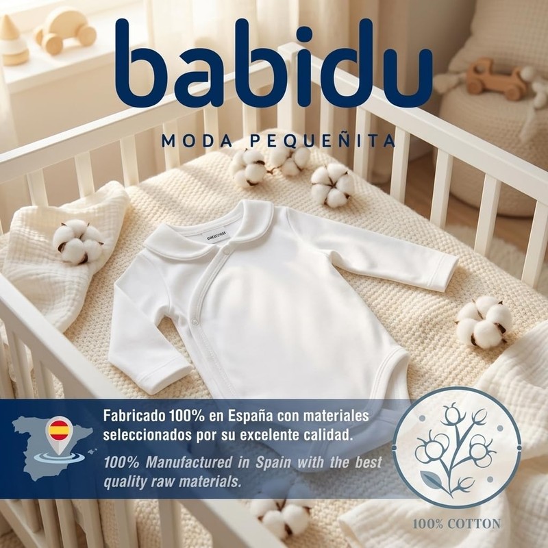 BABIDU Body Neonato Incrociato a Maniche Lunghe 100% Cotone con
