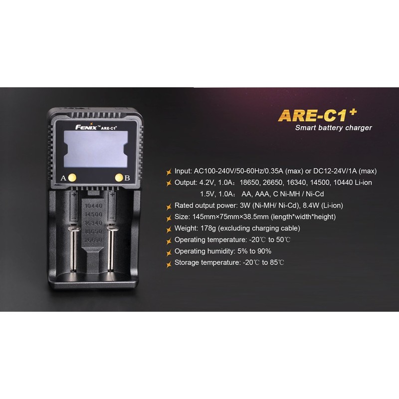 EdisonBright Fenix are-C1+ Plus Smart Digital Display Home/in-car Battery Charger